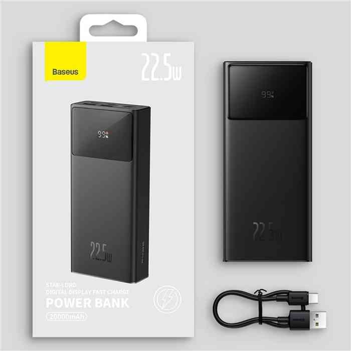 Baseus Power Bank 20000mAh 22.5W Star-Lord Digital Display Fast Charge with  USB to Type-C 3A 0.3m